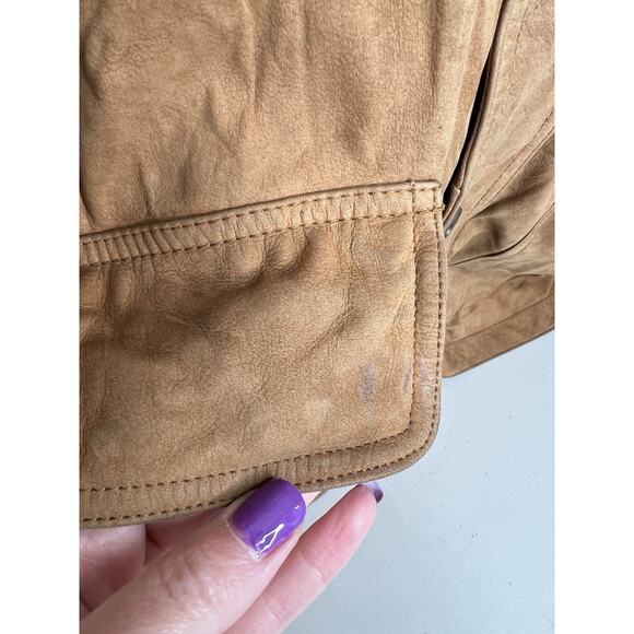 Vintage Merit Awards Genuine Leather Tan & Green Jacket Men’s Size XL - Picture 3 of 14